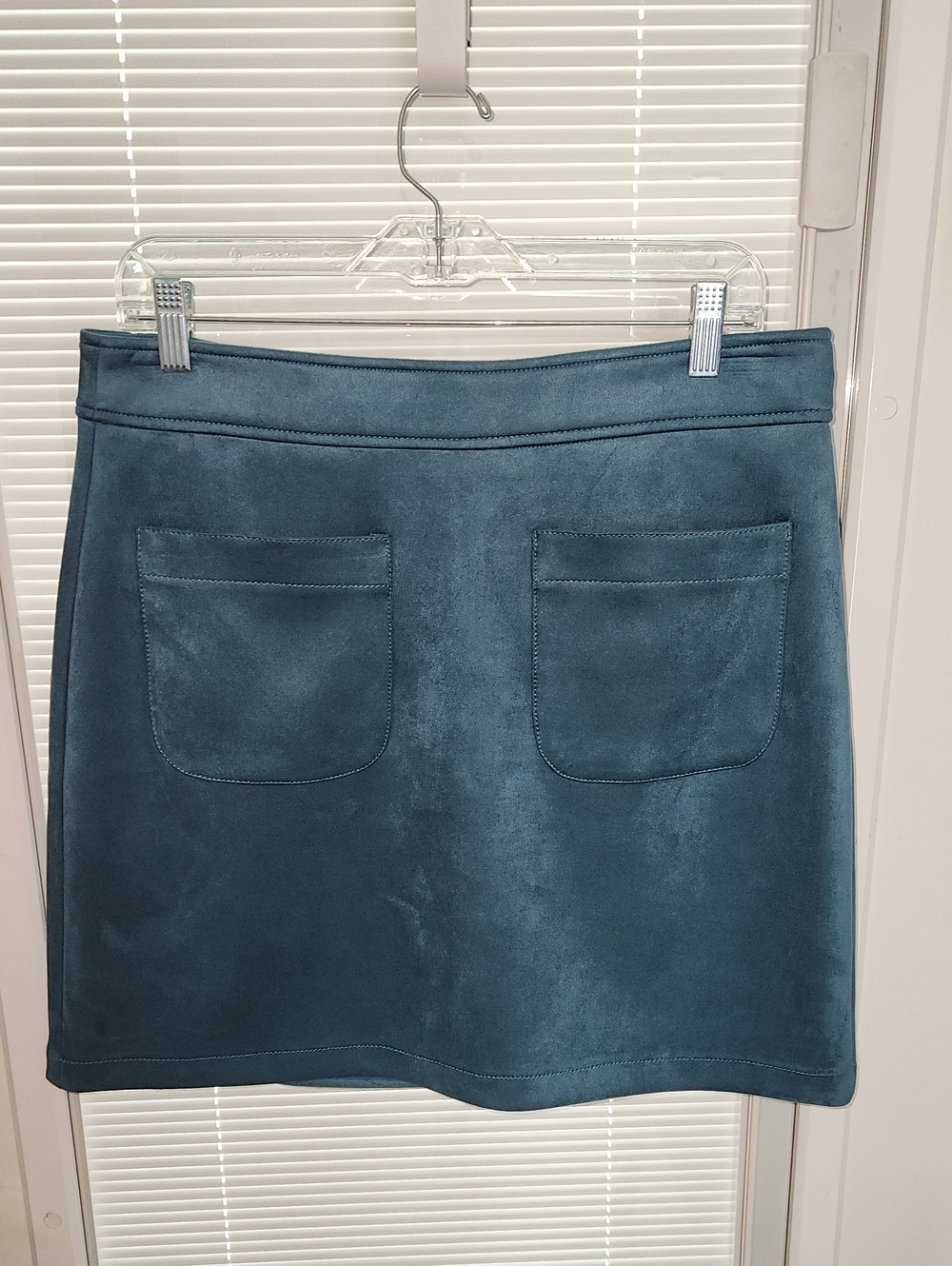 LOFT Teal Suede Pocket Mini Skirt
